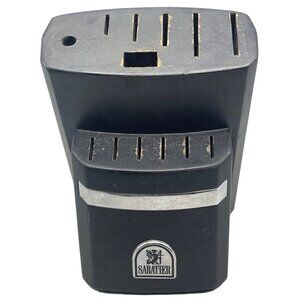wood knife block kitchen sabatier black silver holds 11 knifes 1 shear READ